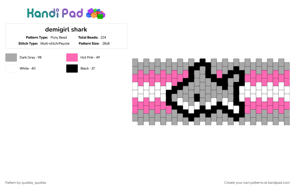 demigirl shark - Pony Bead Pattern by quokka_quokka on Kandi Pad - 