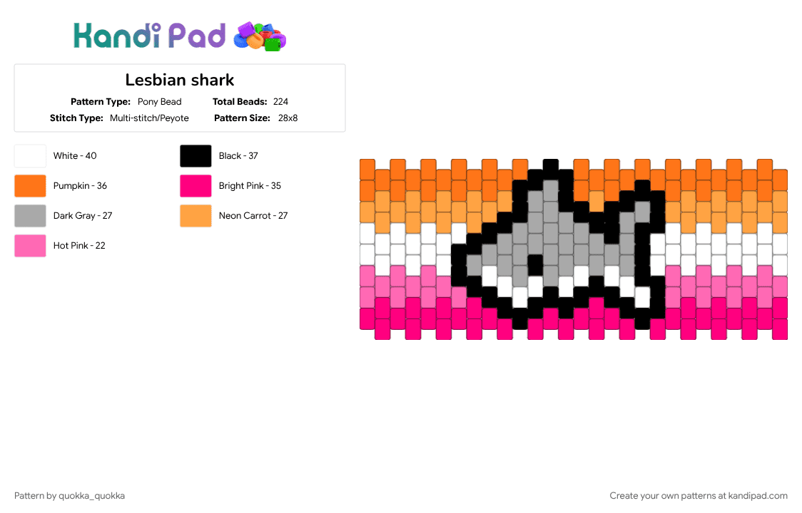Lesbian shark - Pony Bead Pattern by quokka_quokka on Kandi Pad - 