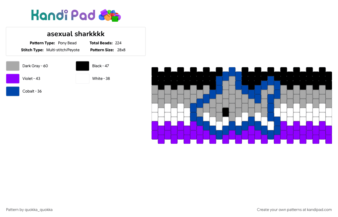 asexual sharkkkk - Pony Bead Pattern by quokka_quokka on Kandi Pad - asexual, beige, pride, shark