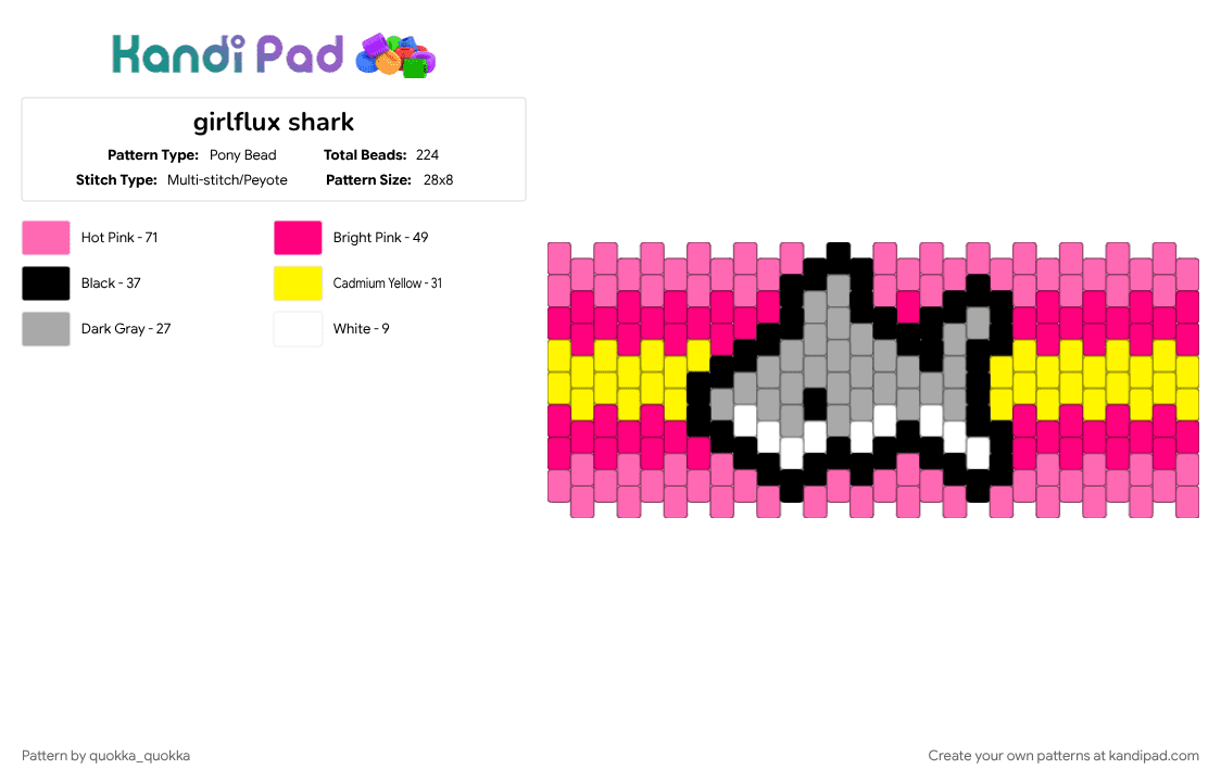 girlflux shark - Pony Bead Pattern by quokka_quokka on Kandi Pad - girlflux, pink, pride, shark