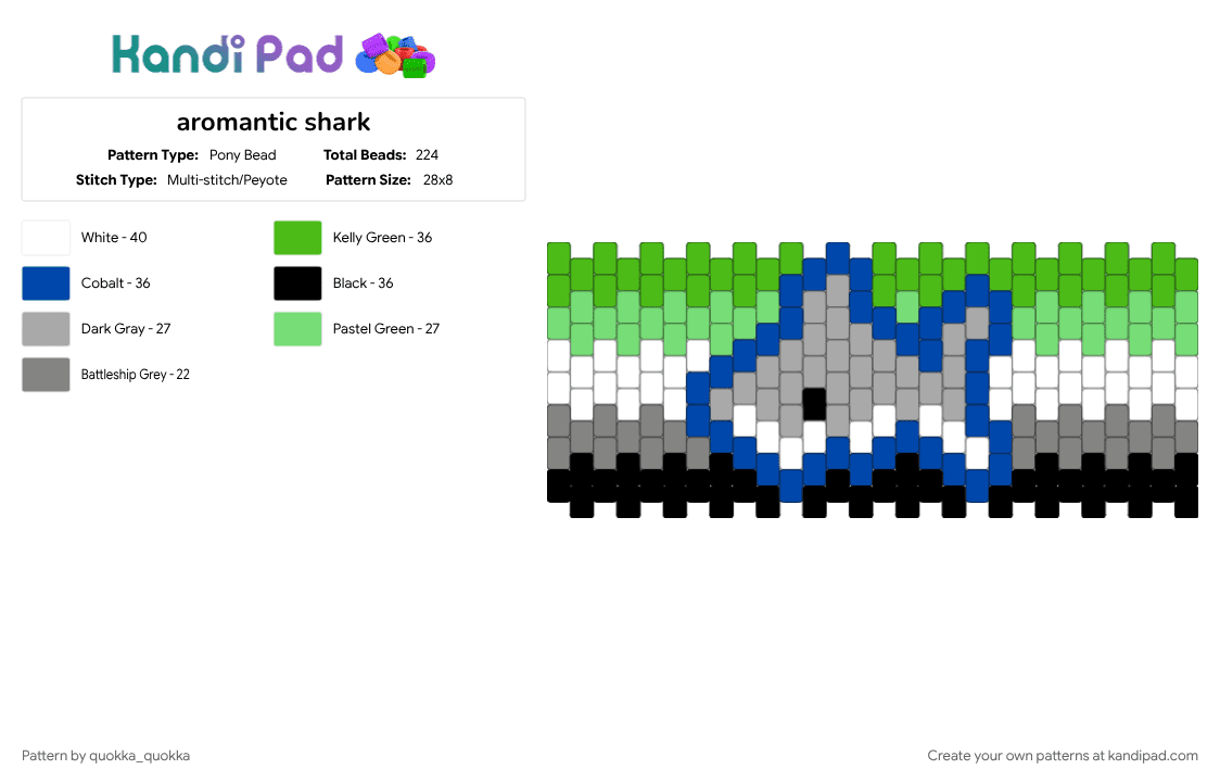 aromantic shark - Pony Bead Pattern by quokka_quokka on Kandi Pad - 