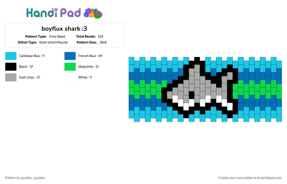 boyflux shark - Pony Bead Pattern by quokka_quokka on Kandi Pad - blue, boyflux, light blue, pride, shark, trans