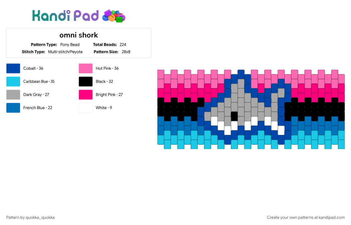 omni shork - Pony Bead Pattern by quokka_quokka on Kandi Pad - 