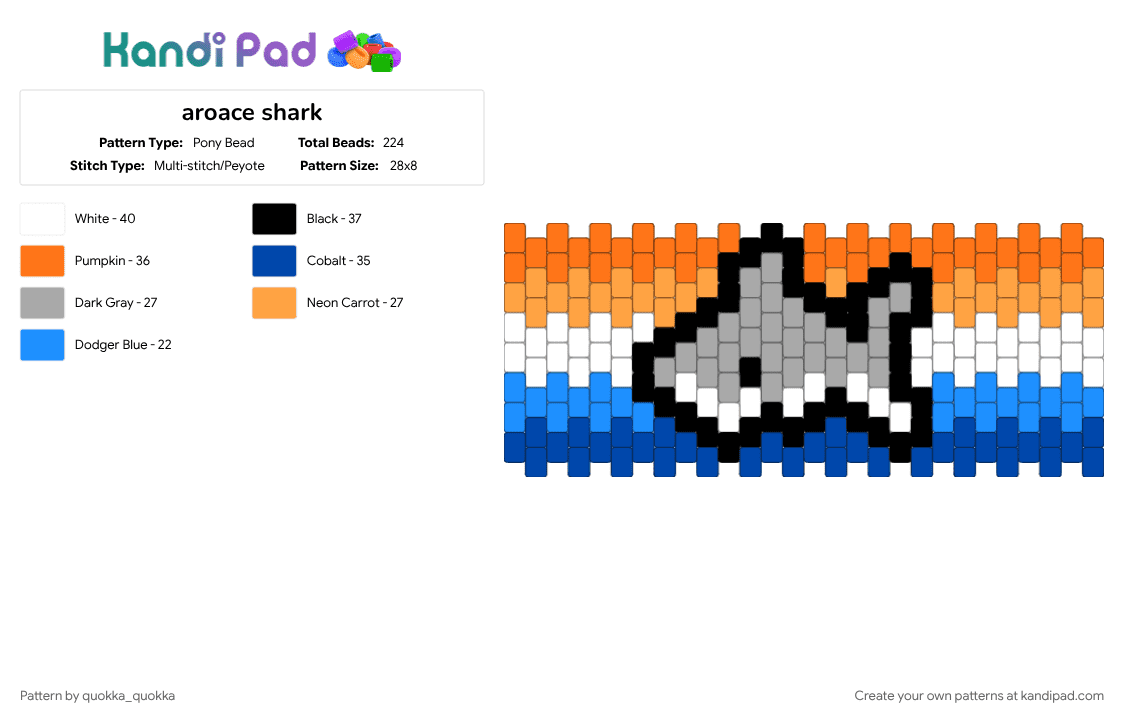 aroace shark - Pony Bead Pattern by quokka_quokka on Kandi Pad - 