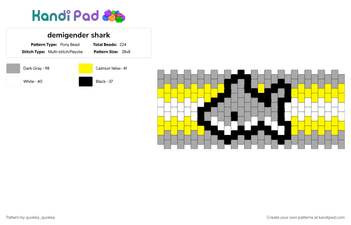 demigender shark - Pony Bead Pattern by quokka_quokka on Kandi Pad - 