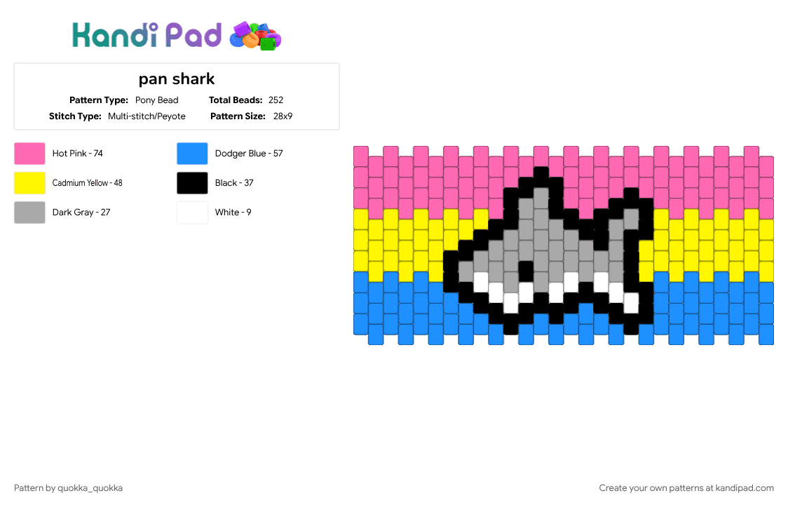 pan shark - Pony Bead Pattern by quokka_quokka on Kandi Pad - 