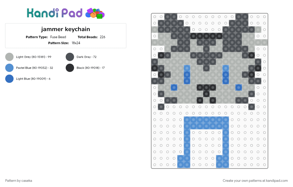 jammer keychain - Fuse Bead Pattern by caseka on Kandi Pad - beige, furry, gray, kaiju paradise, roblox