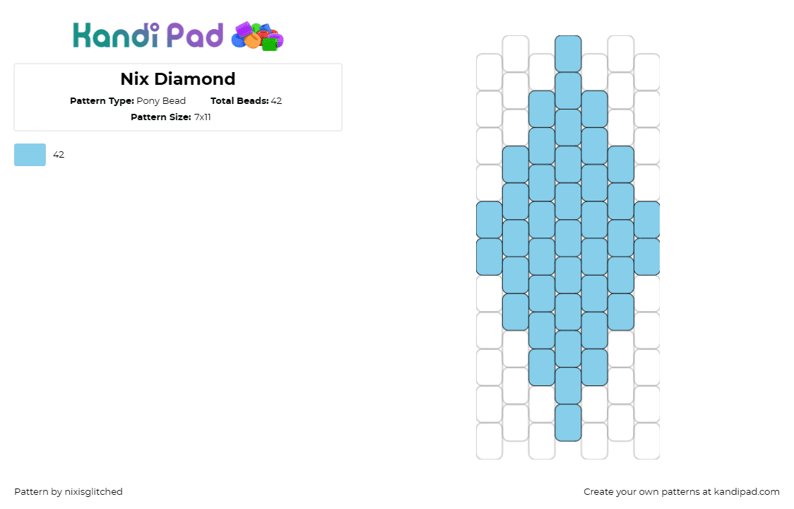 Nix Diamond - Pony Bead Pattern by nixisglitched on Kandi Pad - diamond,gem,stone,fancy,light blue