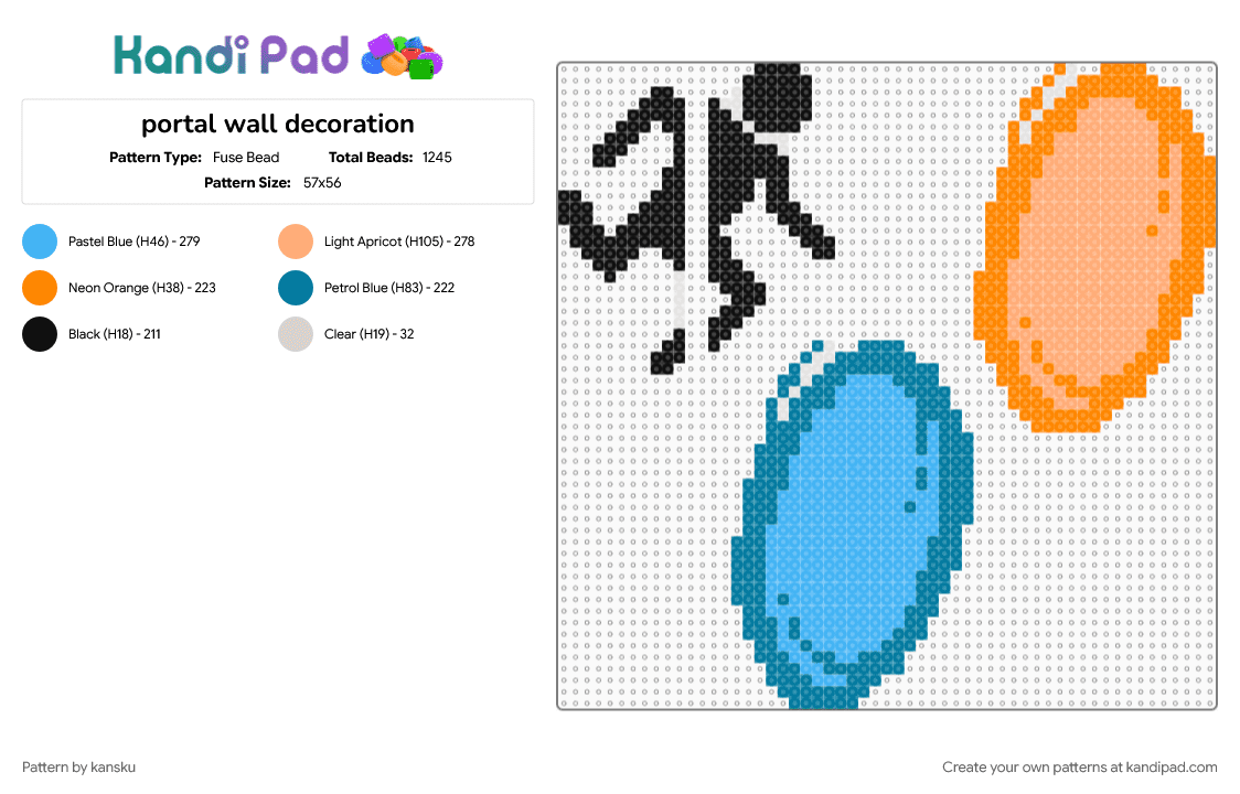 portal wall decoration - Fuse Bead Pattern by kansku on Kandi Pad - light blue, orange