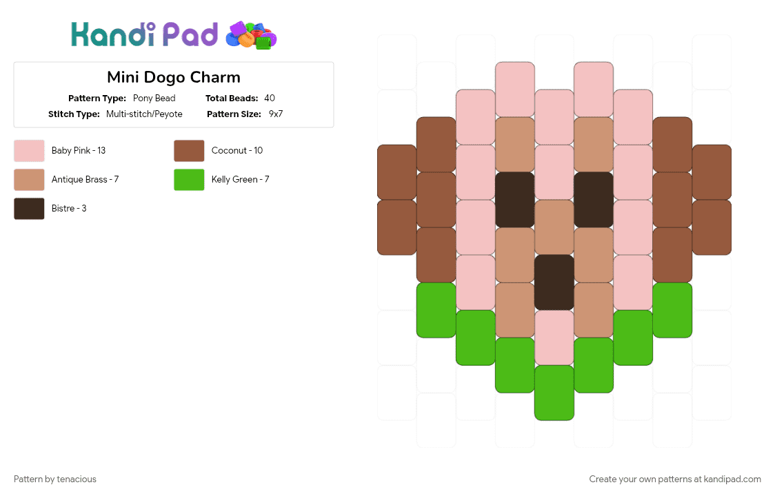 Mini Dogo Charm - Pony Bead Pattern by tenacious on Kandi Pad - beige, cotdminiatures, tan