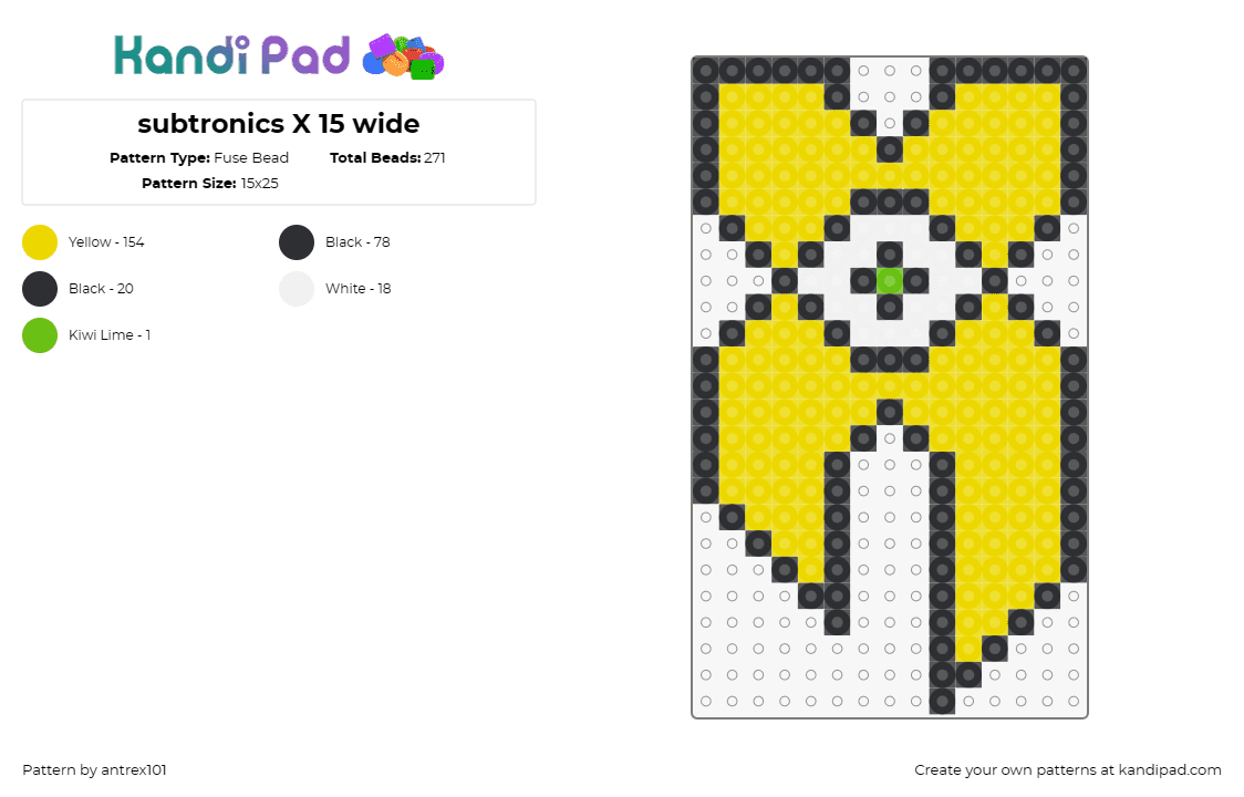 subtronics X 15 wide - Fuse Bead Pattern by antrex101 on Kandi Pad - excision,subtronics,mashup,logo,dj,edm,dubstep,music,yellow