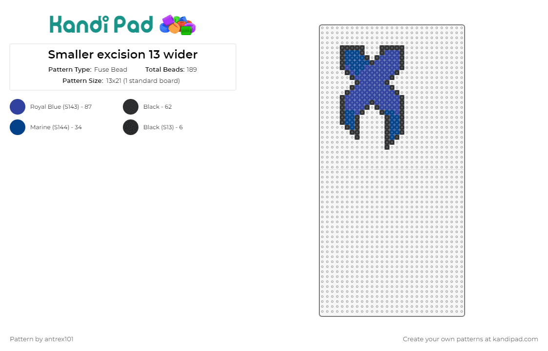 Smaller excision 13 wider - Fuse Bead Pattern by antrex101 on Kandi Pad - excision,logo,x,dj,edm,dubstep,music,simple,blue