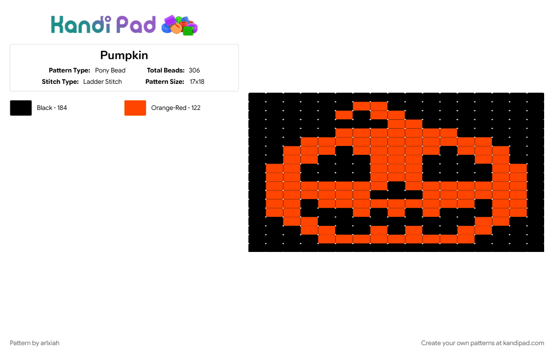 Pumpkin - Pony Bead Pattern by arlxiah on Kandi Pad - black, red