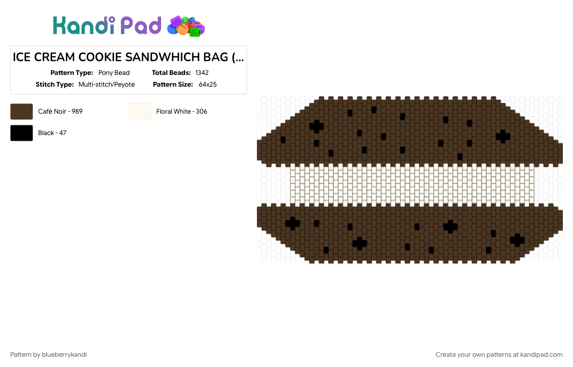 ICE CREAM COOKIE SANDWHICH BAG (FRONT AND BACK) - Pony Bead Pattern by blueberrykandi on Kandi Pad - bag, brown, food, purse
