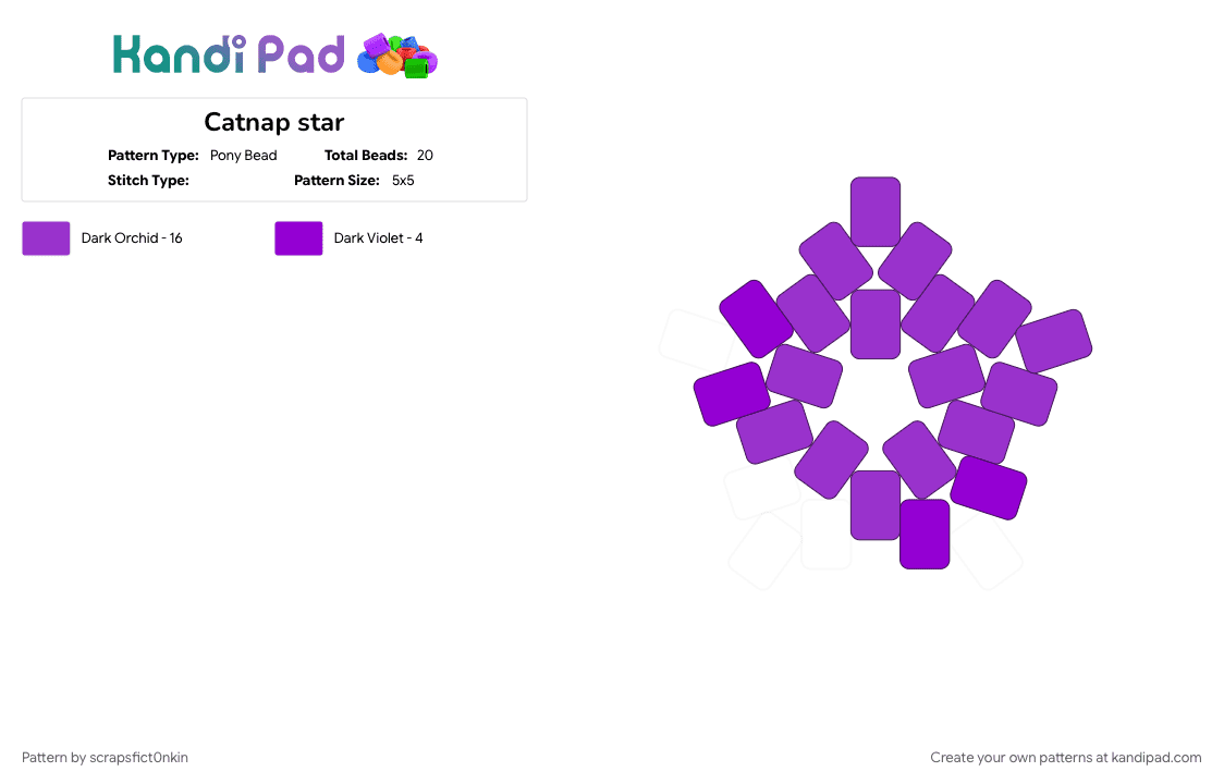 Catnap star - Pony Bead Pattern by scrapsfict0nkin on Kandi Pad - catnap, character, gaming, poppy playtime, purple, smiling critters