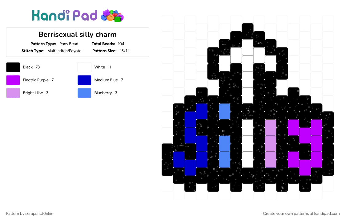 Berrisexual silly charm - Pony Bead Pattern by scrapsfict0nkin on Kandi Pad - berrisexual, black, lgbtq, pride, purple, silly