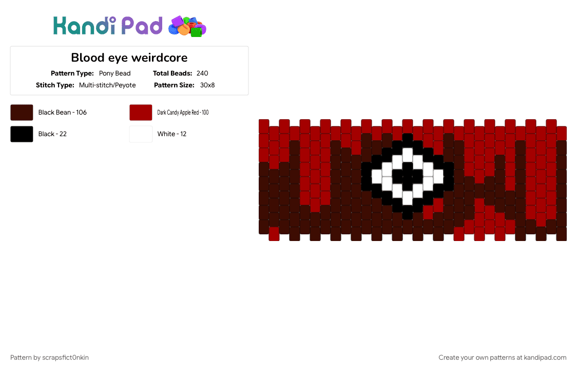 Blood eye weirdcore - Pony Bead Pattern by scrapsfict0nkin on Kandi Pad - brown, eyes, red, weirdcore