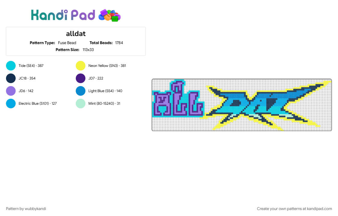 alldat - Fuse Bead Pattern by wubbykandi on Kandi Pad - blue, light blue