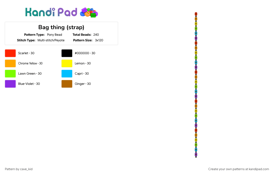 Bag thing (strap) - Pony Bead Pattern by cave_kid on Kandi Pad - bag, colorful, flower, green, orange, purple