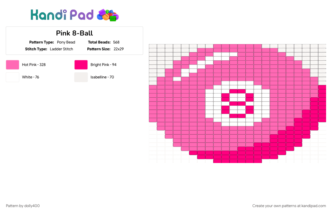 Pink 8-Ball - Pony Bead Pattern by dolly400 on Kandi Pad - pink