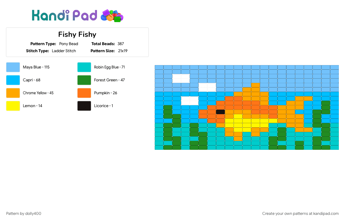 Fishy Fishy - Pony Bead Pattern by dolly400 on Kandi Pad - animal, fishy, light blue, ocean