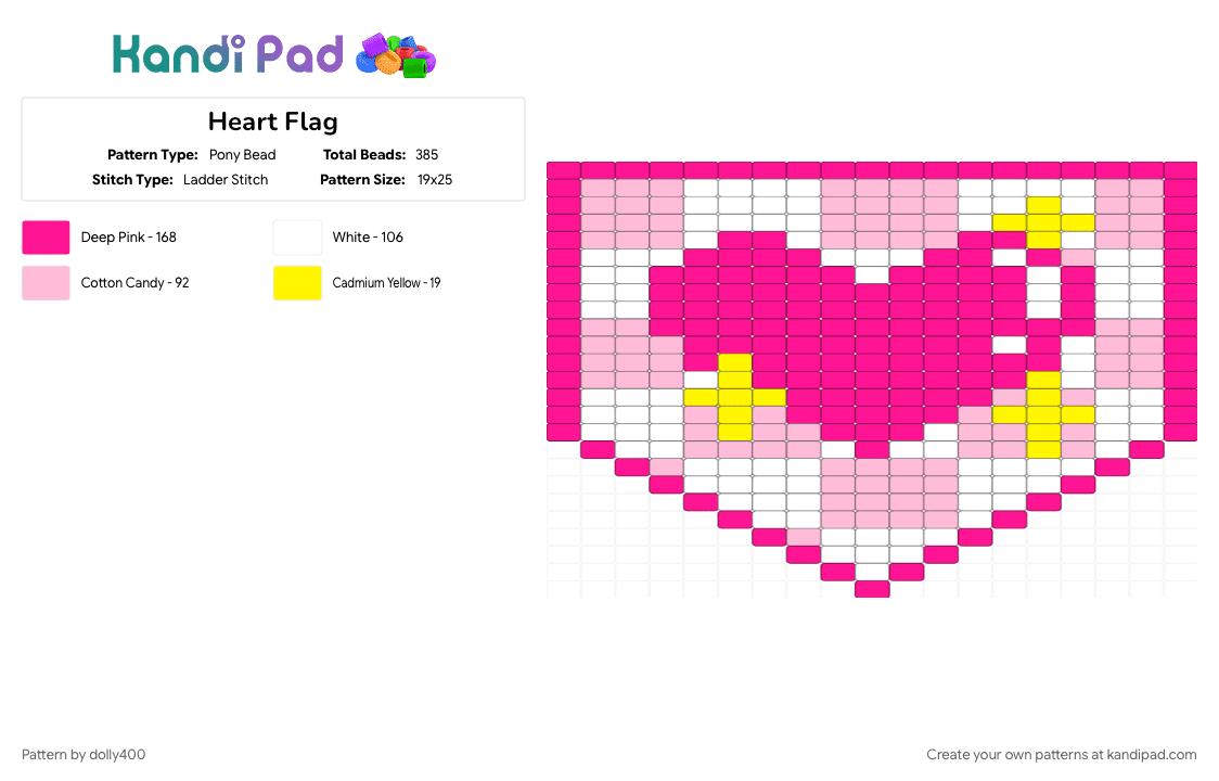 Heart Flag - Pony Bead Pattern by dolly400 on Kandi Pad - pink