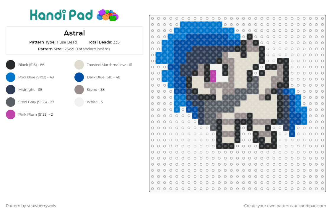 Astral - Fuse Bead Pattern by strawberrywolv on Kandi Pad - astral,my little pony,mlp,character,gray,blue
