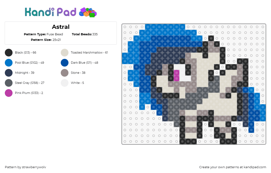 Astral - Fuse Bead Pattern by strawberrywolv on Kandi Pad - astral,my little pony,mlp,character,gray,blue