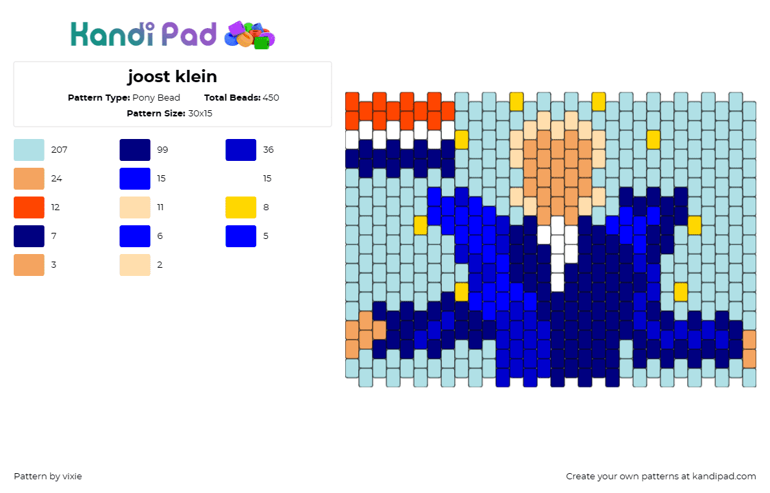 joost klein - Pony Bead Pattern by vixie on Kandi Pad - joost klein,rap,hip hop,music,blue,light blue,orange