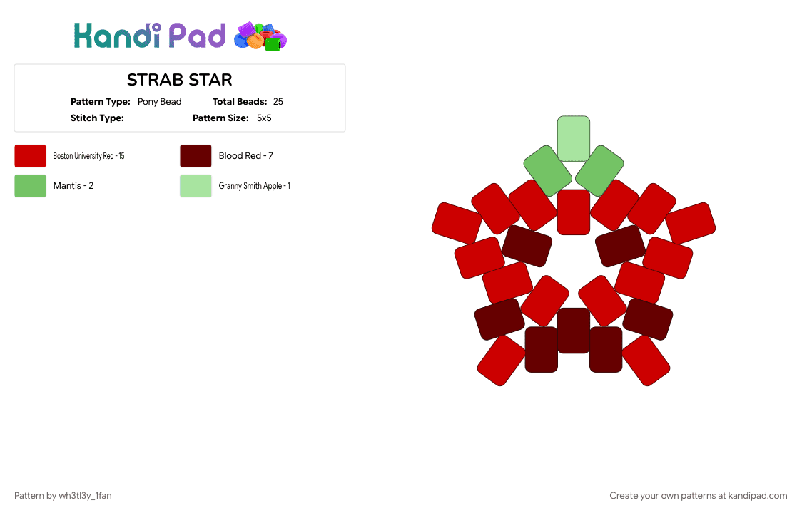 STRAB STAR - Pony Bead Pattern by wh3tl3y_1fan on Kandi Pad - brown, red