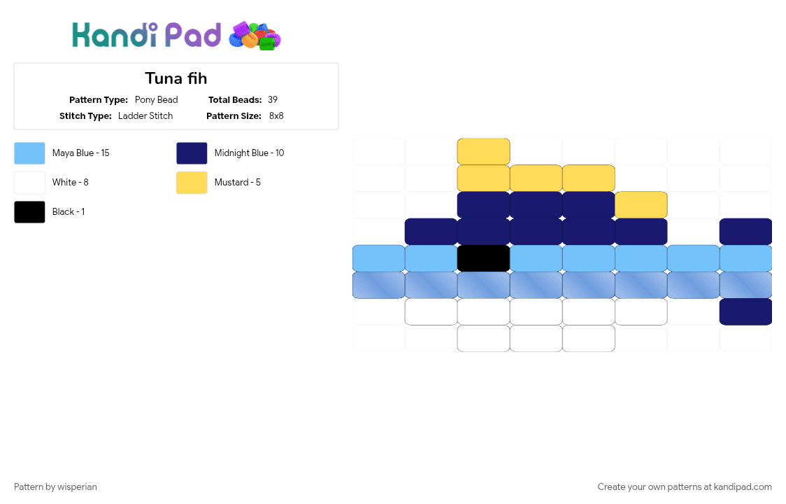 Tuna fih - Pony Bead Pattern by wisperian on Kandi Pad - animal, aquatic, blue, fih, fish, purple