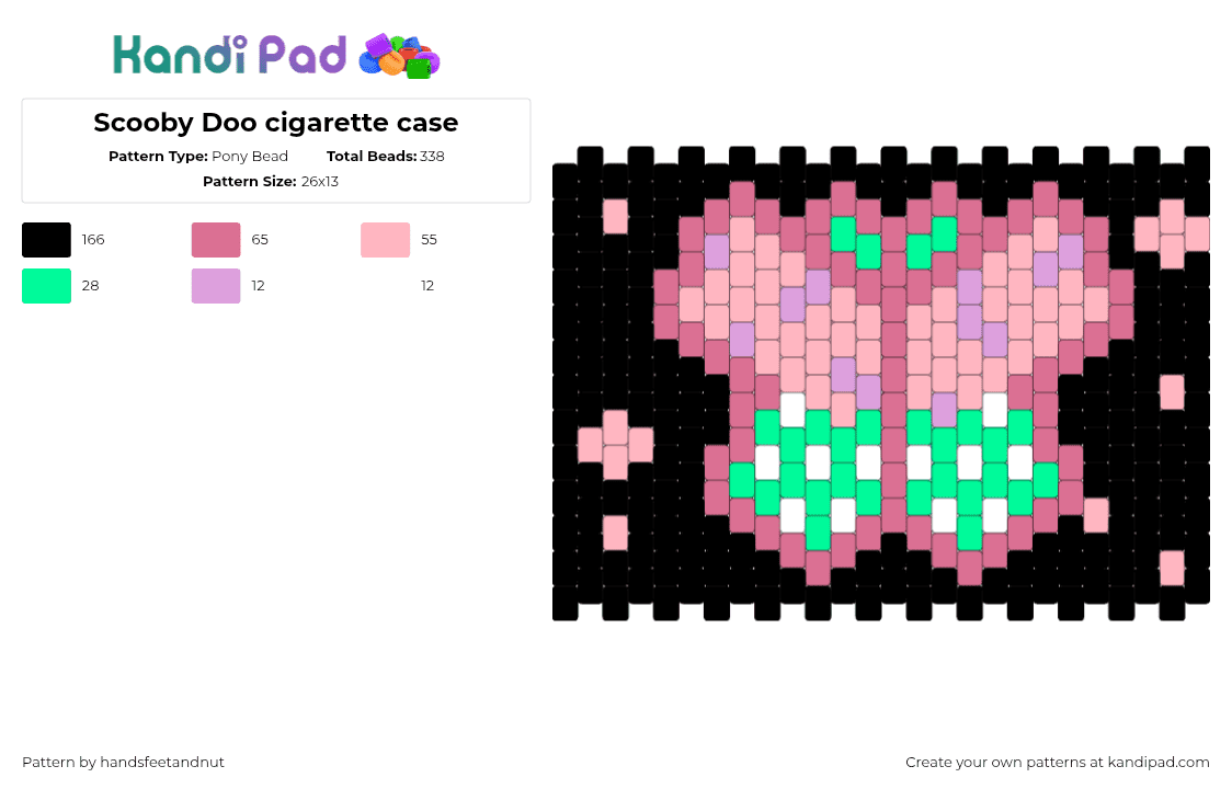 Butterfly cigarette case - Pony Bead Pattern by handsfeetandnut on Kandi Pad - scooby doo,dog,pink