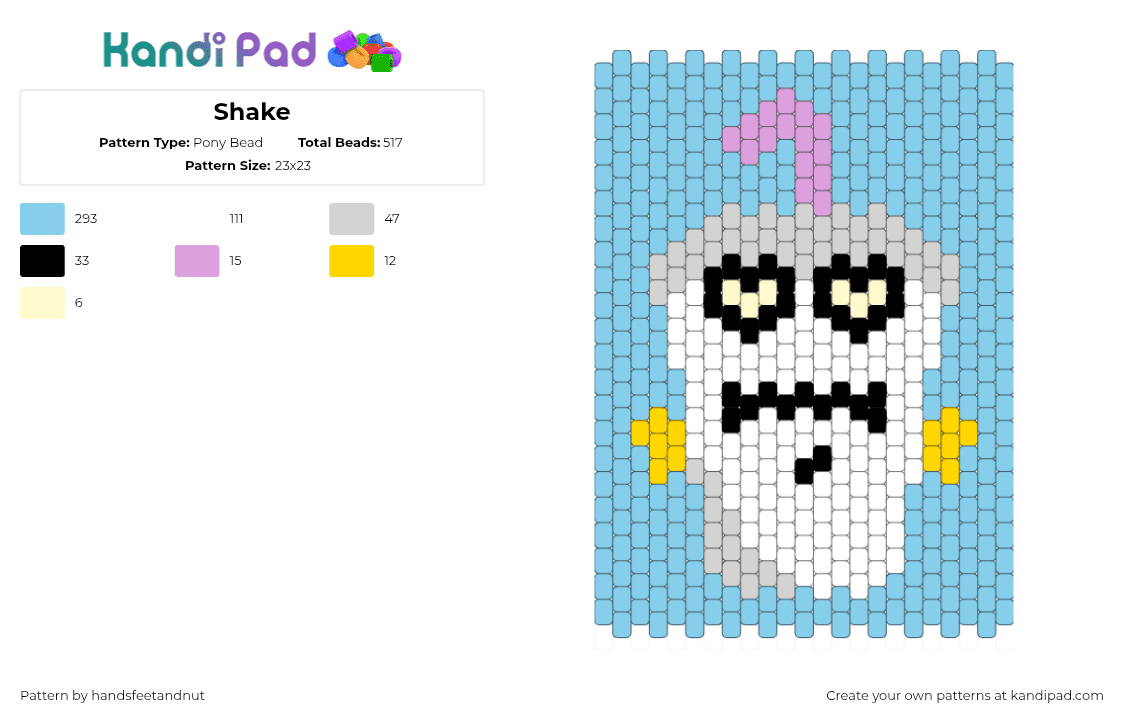 Shake - Pony Bead Pattern by handsfeetandnut on Kandi Pad - master shake,aqua teen hunger force,character,panel,drink,cartoon,tv show,white,light blue