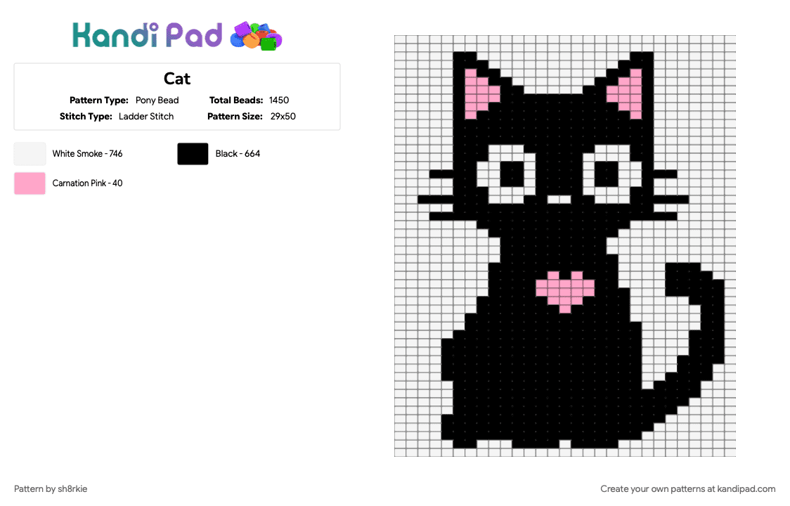 Cat - Pony Bead Pattern by sh8rkie on Kandi Pad - white