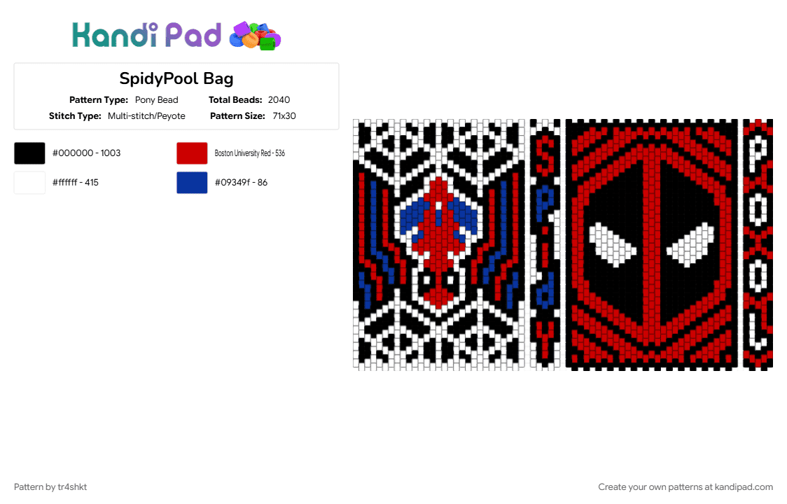 SpidyPool Bag - Pony Bead Pattern by tr4shkt on Kandi Pad - red