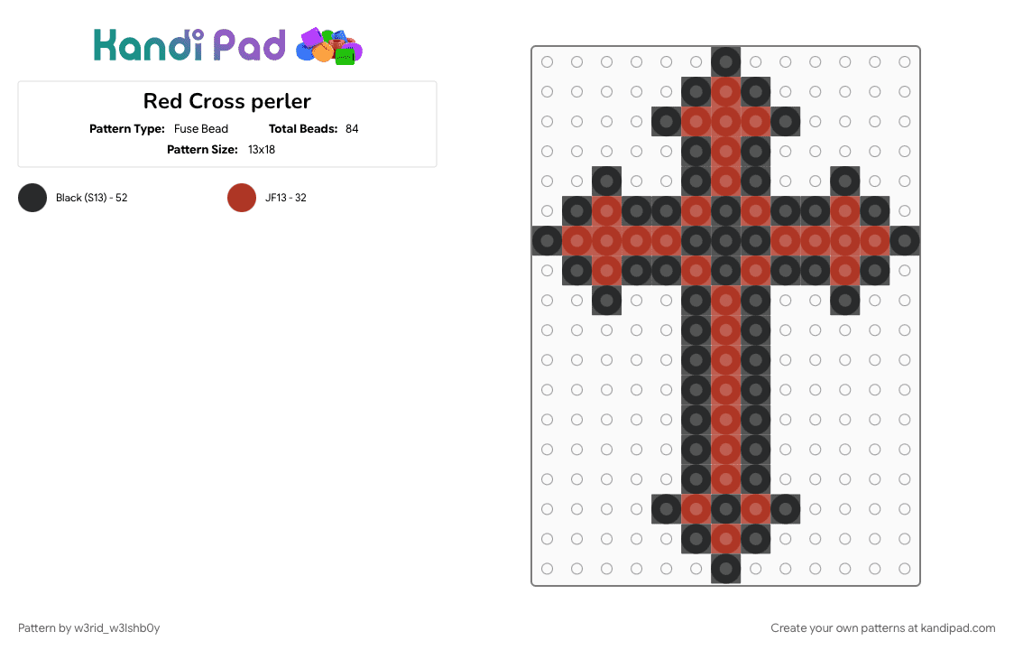 Red Cross perler - Fuse Bead Pattern by w3rid_w3lshb0y on Kandi Pad - black, red