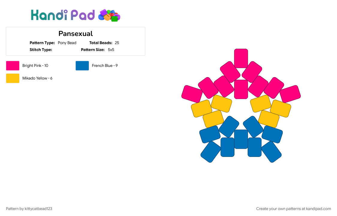 Pansexual - Pony Bead Pattern by kittycatbead123 on Kandi Pad - blue, pink