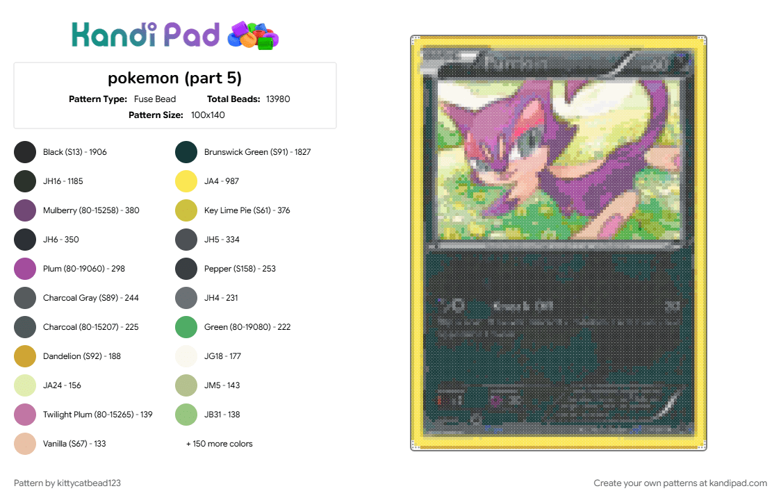 pokemon (part 5) - Fuse Bead Pattern by kittycatbead123 on Kandi Pad - 
