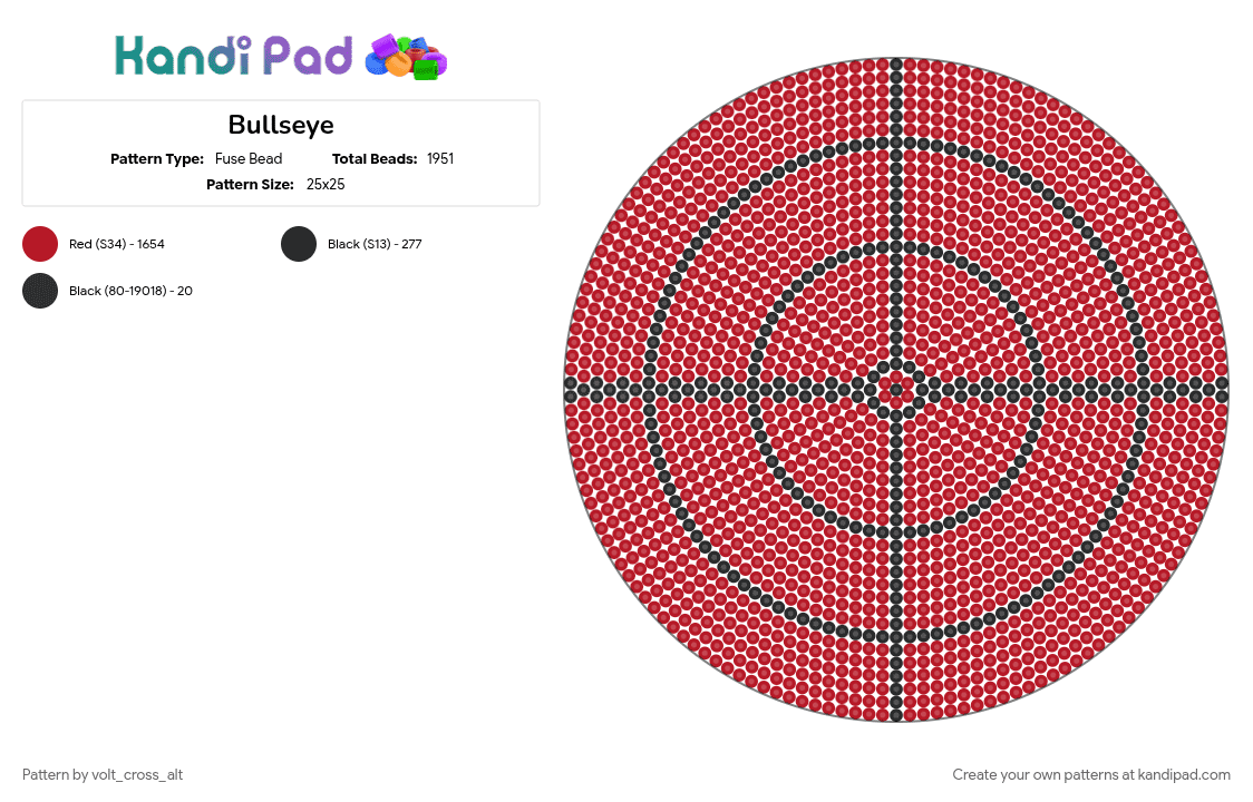 Bullseye - Fuse Bead Pattern by volt_cross_alt on Kandi Pad - 