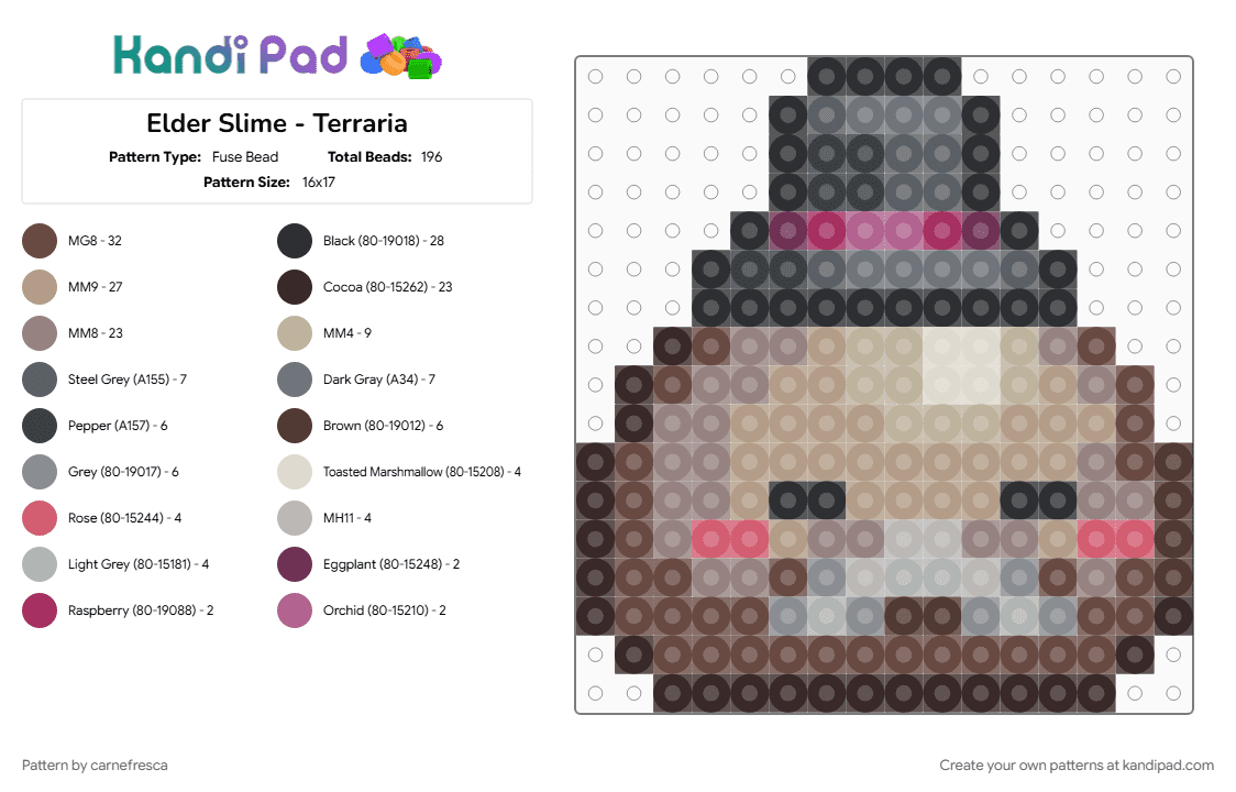 Elder Slime - Terraria - Fuse Bead Pattern by carnefresca on Kandi Pad - beige, brown, character, gaming, gray, slime, terraria, video game