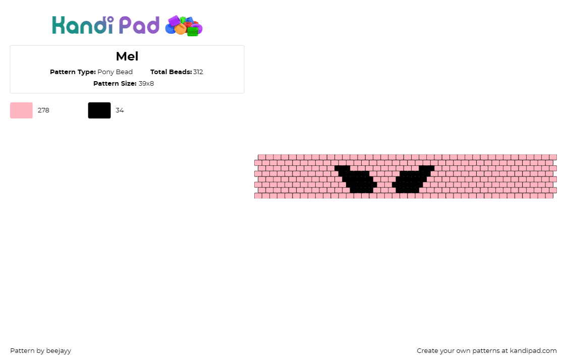 Mel - Pony Bead Pattern by beejayy on Kandi Pad - cuff,pink