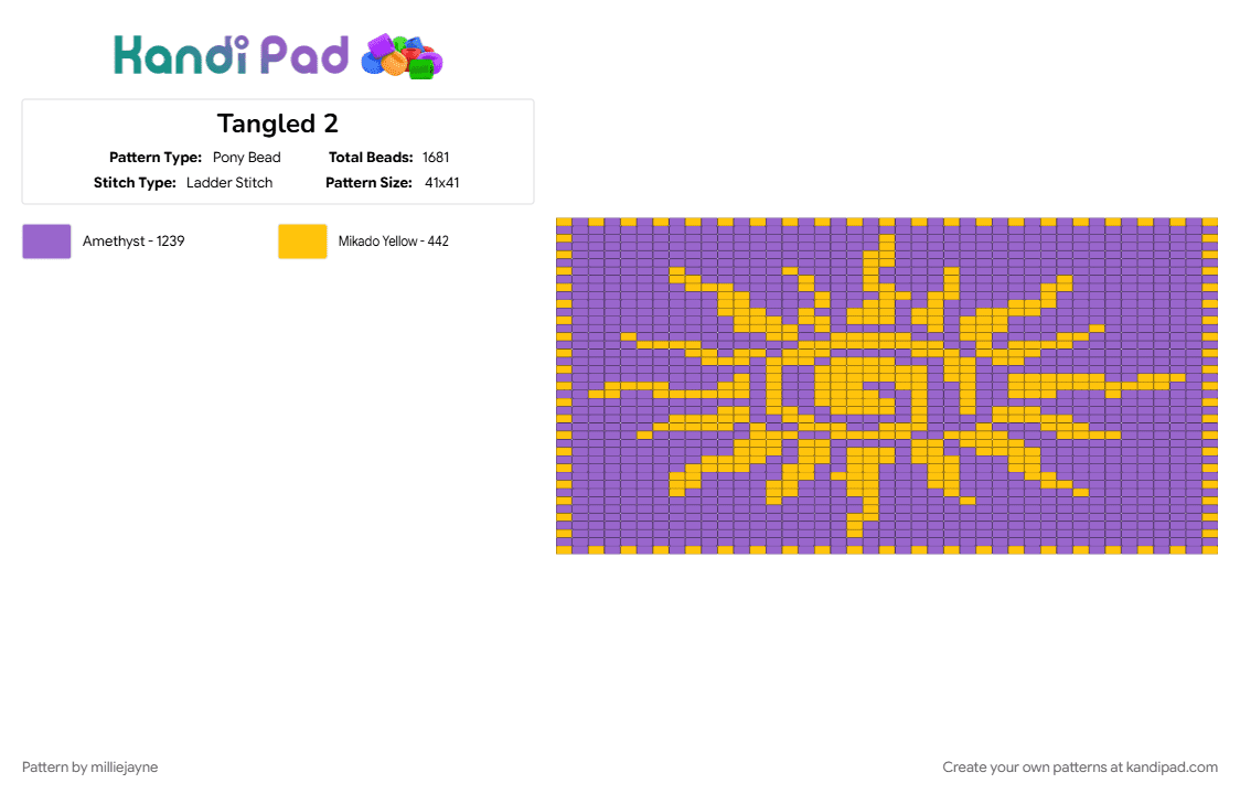 Tangled Sun Pony Bead Tapestry - Pony Bead Pattern by milliejayne on Kandi Pad - purple, yellow