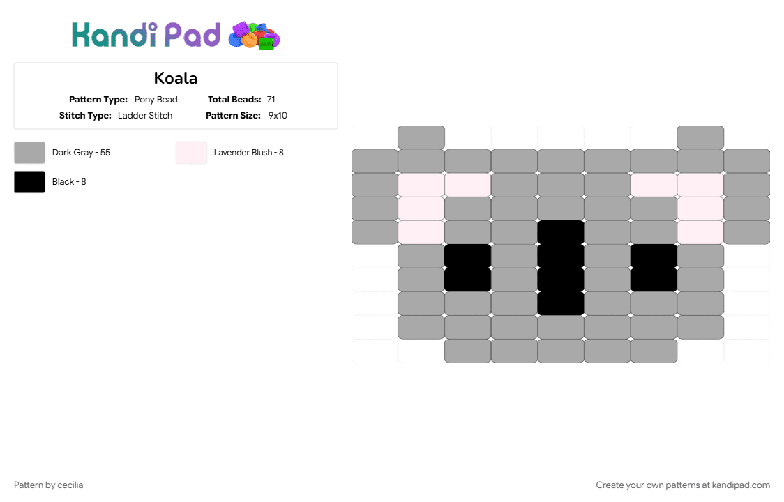 Koala - Pony Bead Pattern by cecilia on Kandi Pad - beige