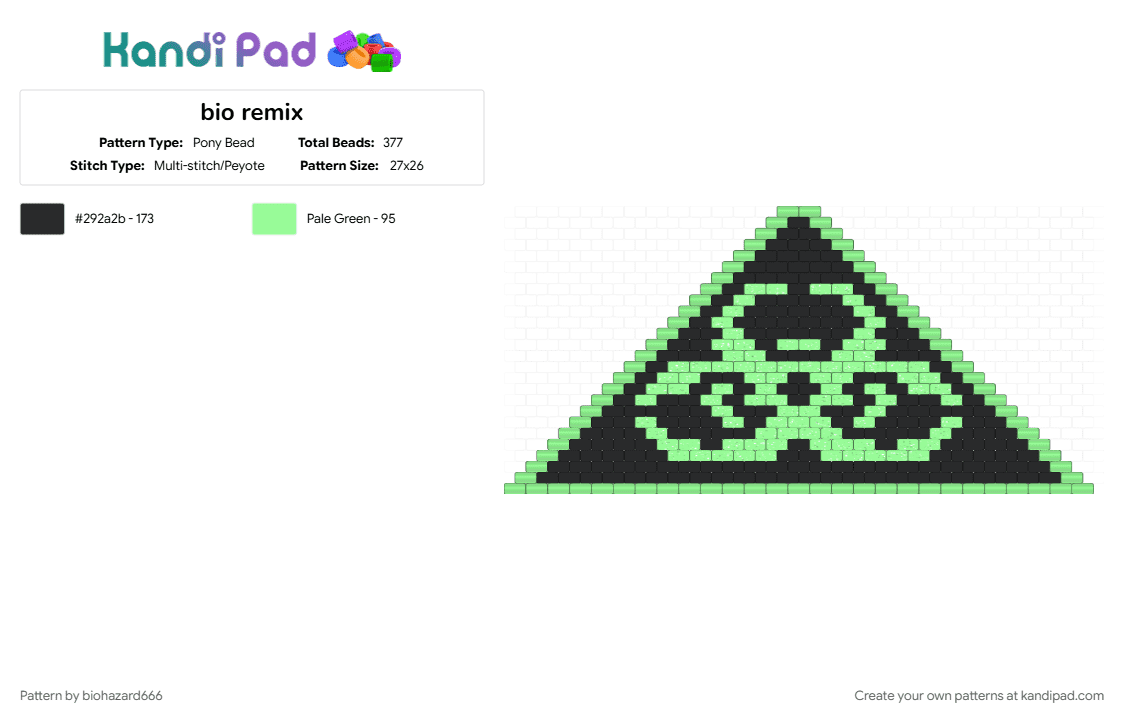 bio remix - Pony Bead Pattern by biohazard666 on Kandi Pad - black, teal