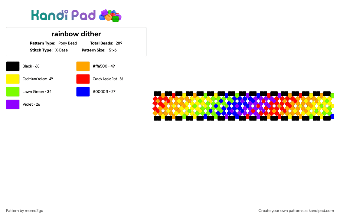 rainbow dither - Pony Bead Pattern by momo2go on Kandi Pad - orange, purple, yellow