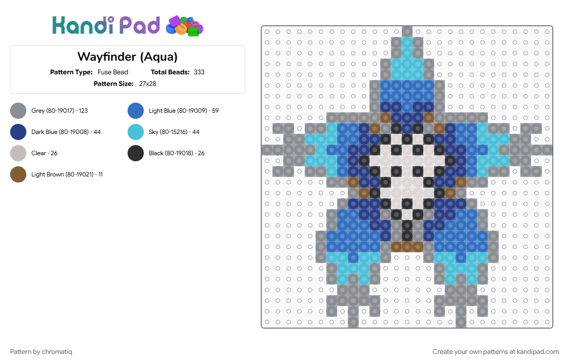 Wayfinder (Aqua) - Fuse Bead Pattern by chromatiq on Kandi Pad - blue, gray, kingdom hearts, video game