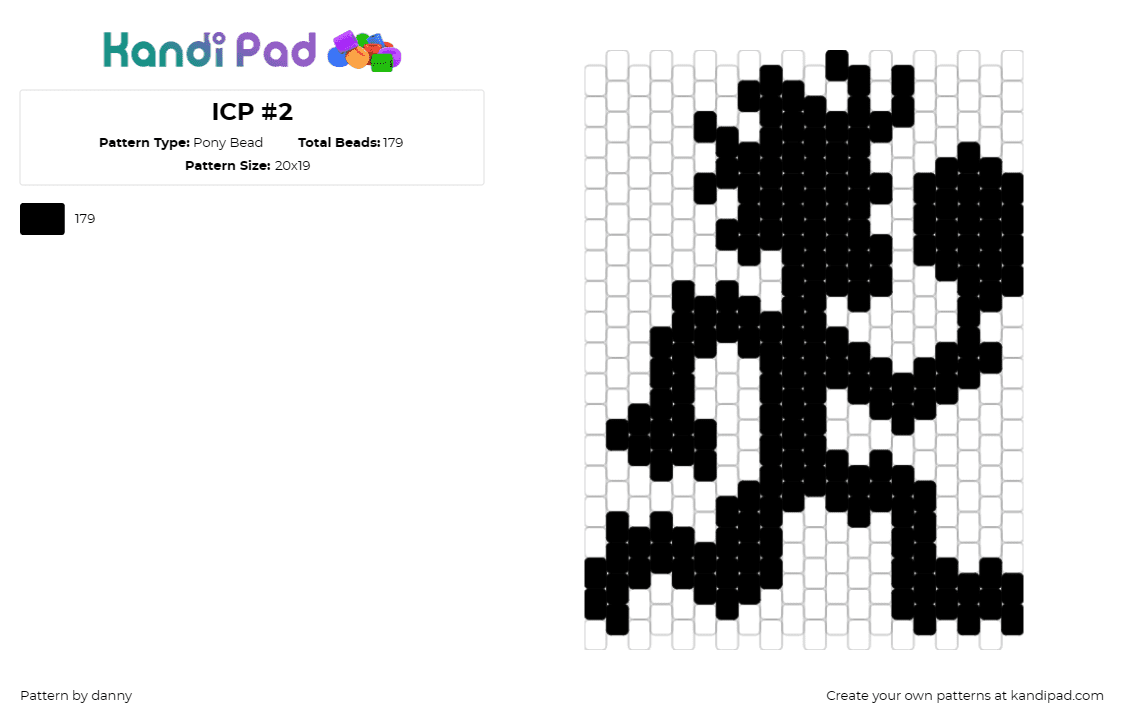 ICP #2 - Pony Bead Pattern by danny on Kandi Pad - icp,insane clown posse,logo,silhouette,juggalo,knife,music,rap,black