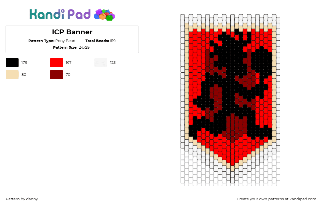 ICP Banner - Pony Bead Pattern by danny on Kandi Pad - icp,insane clown posse,banner,logo,hatchet,silhouette,juggalo,rap,music,black,re