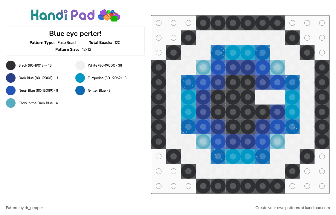 Blue eye perler! - Fuse Bead Pattern by dr_pepper on Kandi Pad - blue, eye, light blue, necklace charm, perler, perler charm, weirdcore