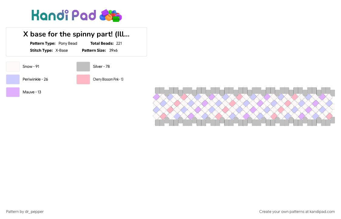 X base for the spinny part! (Illit inspired cuff) - Pony Bead Pattern by dr_pepper on Kandi Pad - beige, idk, illit, kpop, large cuff, pink, xbase